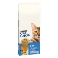 Cat Chow Feline 3 in 1 тройной комплекс для взрослых кошек с индейкой, 1,5 кг