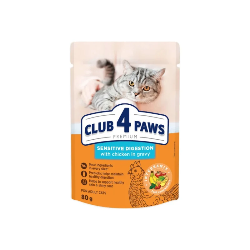 Club 4 Paws Sensitive мясным ассорти в соусе, поштучный пауч 80 г
