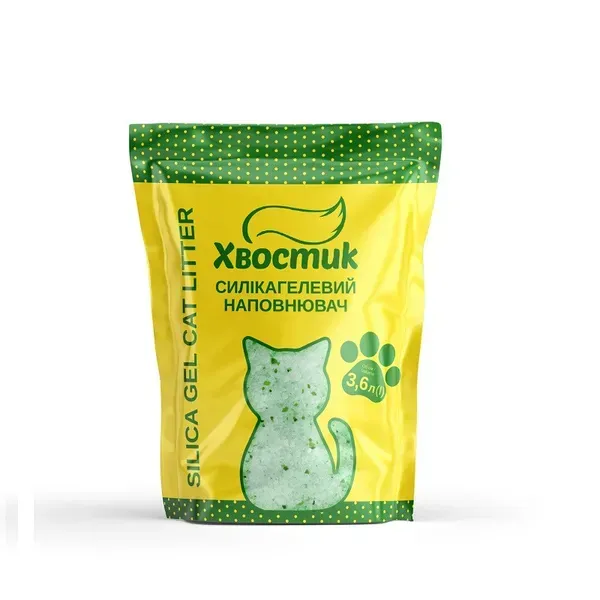Hvostik așternut 3.6 l din silicagel fin cu granule verzi