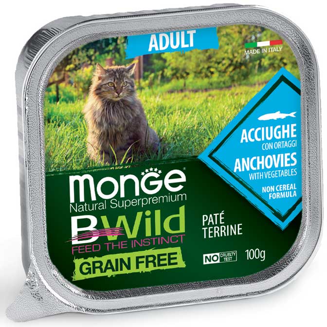 BWild Cat Adult, анчоусы с овощами, 100 г