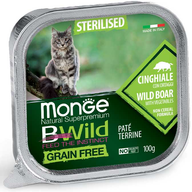 BWild Cat Sterilised, кабан с овощами, 100 г