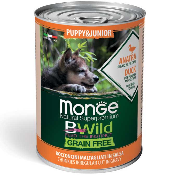 BWild Dog Junior, утка с тыквой и кабачком, 400 г