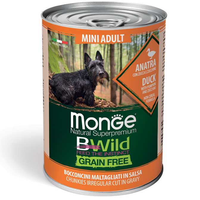 BWild Dog Mini Adult, утка с тыквой и кабачком, 400 г