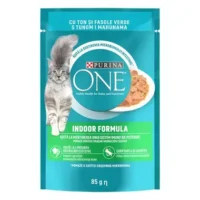 Purina ONE Indoor для домашних кошек с тунцом и зелёной фасолью, 85 г
