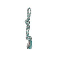 Pull Rope jucărie-sfoară pentru câini, cu 2 noduri, mentă/alb/gri
