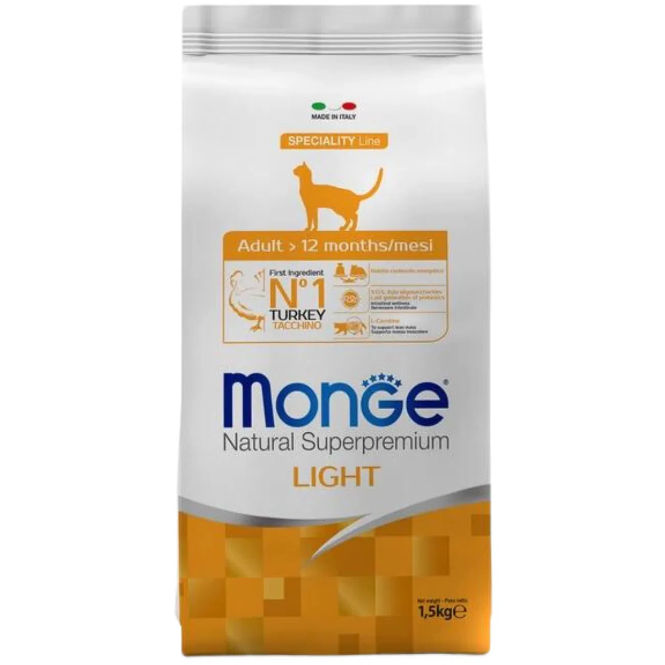 Monge Cat Adult Light, индейка, 1,5 кг
