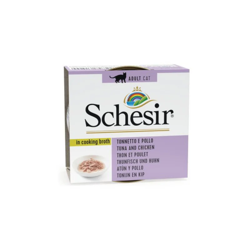 Schesir C&B, тунец с курицей, в бульоне, 70 г