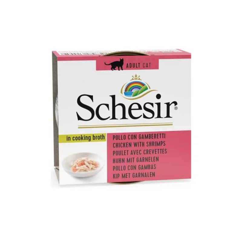 Schesir C&B, курица с креветками, в бульоне, 70 г