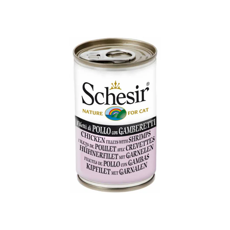 Schesir C&B, курица с креветками, в бульоне, 140 г