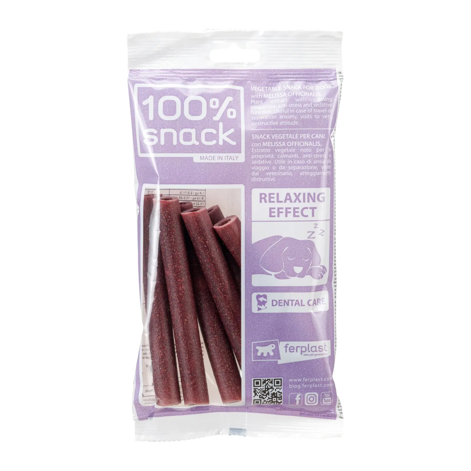 Ferplast 100% Snack Sticks Maccheroni Melissa, batoane dentare pentru câini, 6×18 g