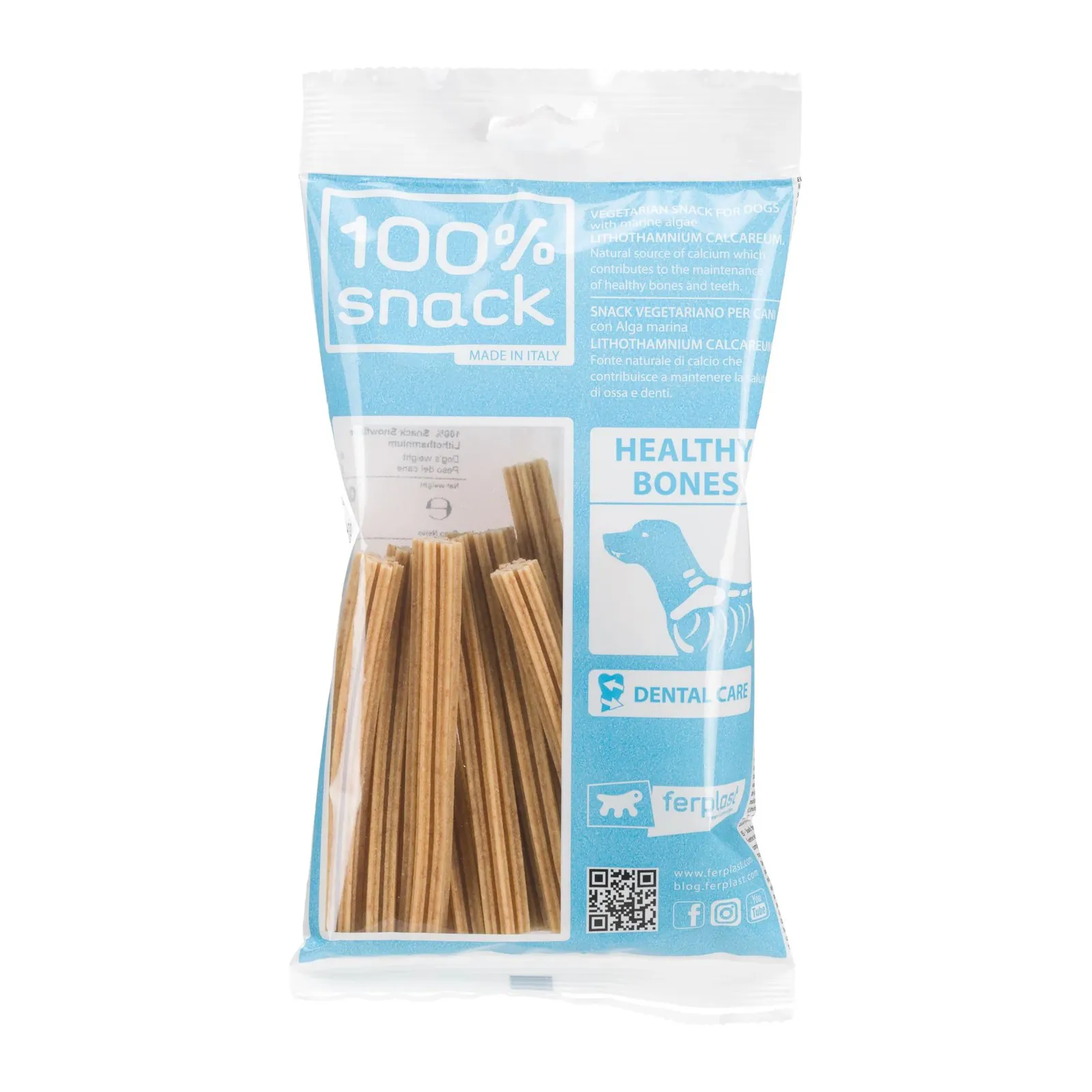 Ferplast 100% Snack Sticks Snowflake Lithothamnium, batoane dentare pentru câini, XS, 14 buc.