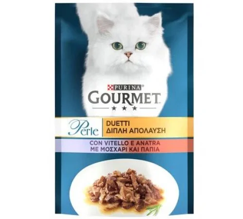 Gourmet Perle мини-филе для кошек говядина и утка, 85 г