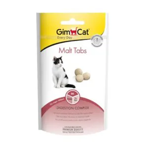Gimcat Mini-tabs с солодом для выведения шерсти, лакомство для кошек, 40 г