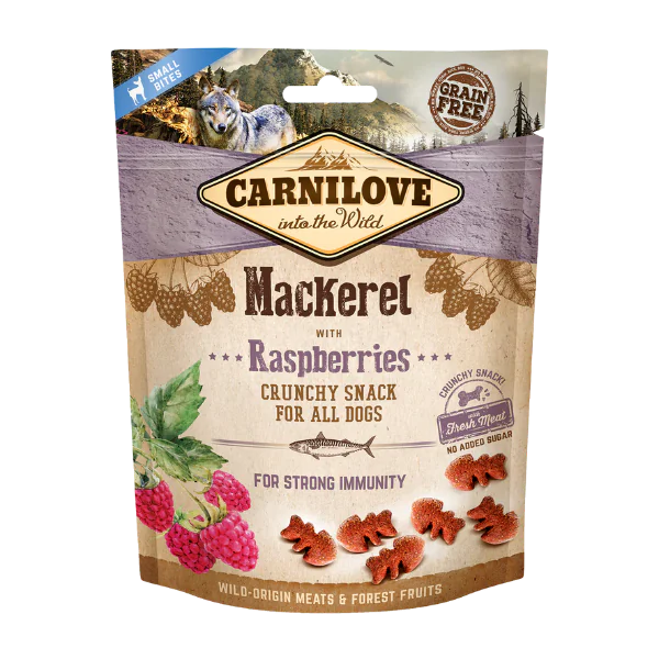 Carnilove Crunchy Snack, recompense pentru câini, macrou cu zmeură, 200 g