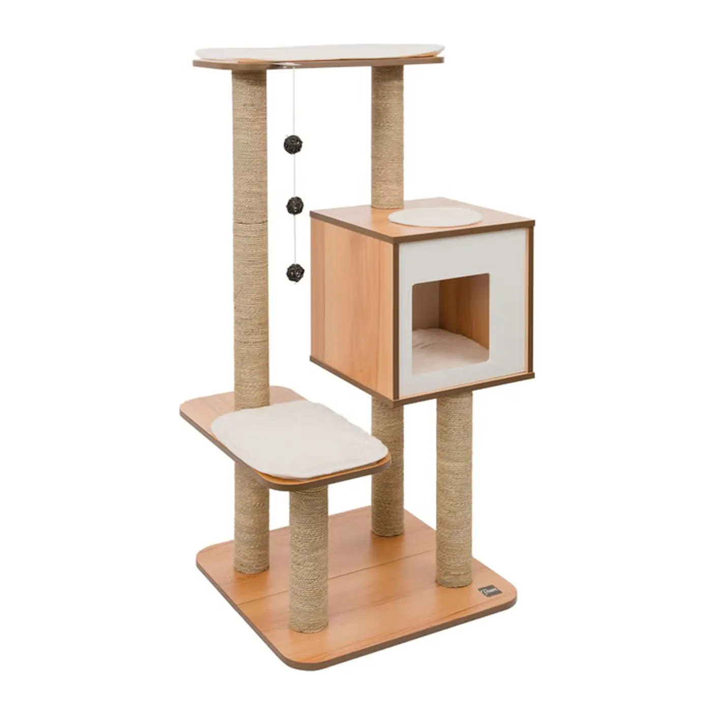 Catit Vesper High Base Walnut, игровой комплекс с когтеточками и домиком для кошек