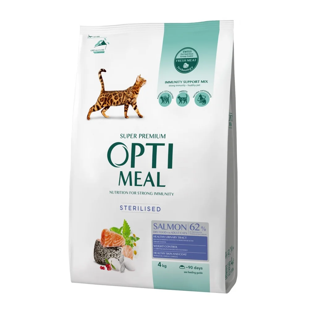 Optimeal Sterile для стерилизованных кошек с лососем, 4 кг