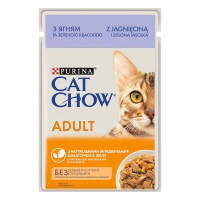 Cat Chow Adult для взрослых кошек с ягнёнком и зелёной фасолью, 85 г