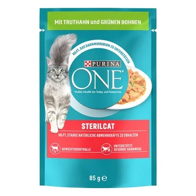 Purina ONE Sterilised для стерилизованных кошек с индейкой и зелёной фасолью, 85 г