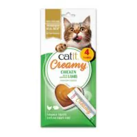 Catit Creamy, кремовое лакомство для кошек, курица с ягнёнком, 4×10 г