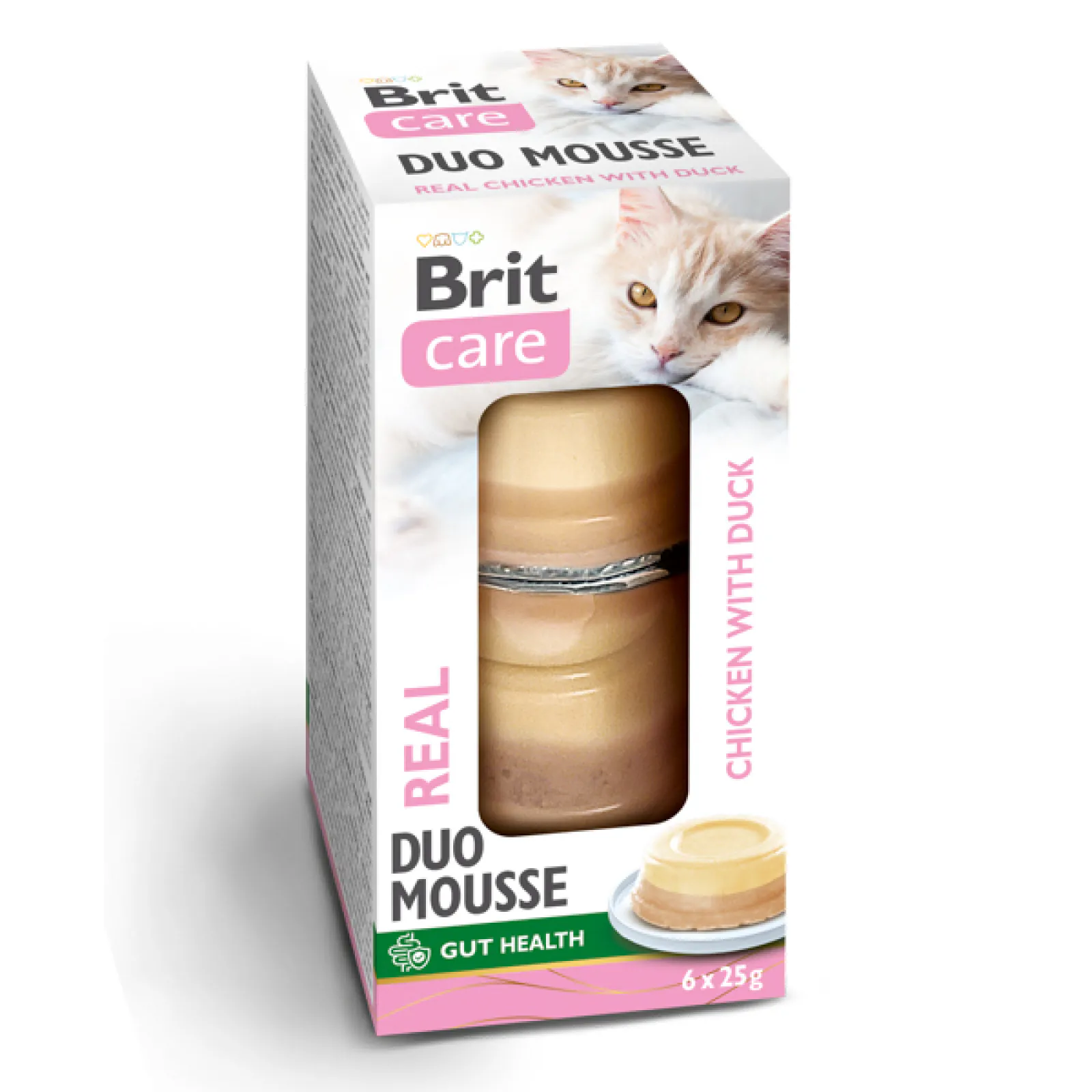 Brit Care Cat Real Duo Mousse, курица с уткой, 6×25 г