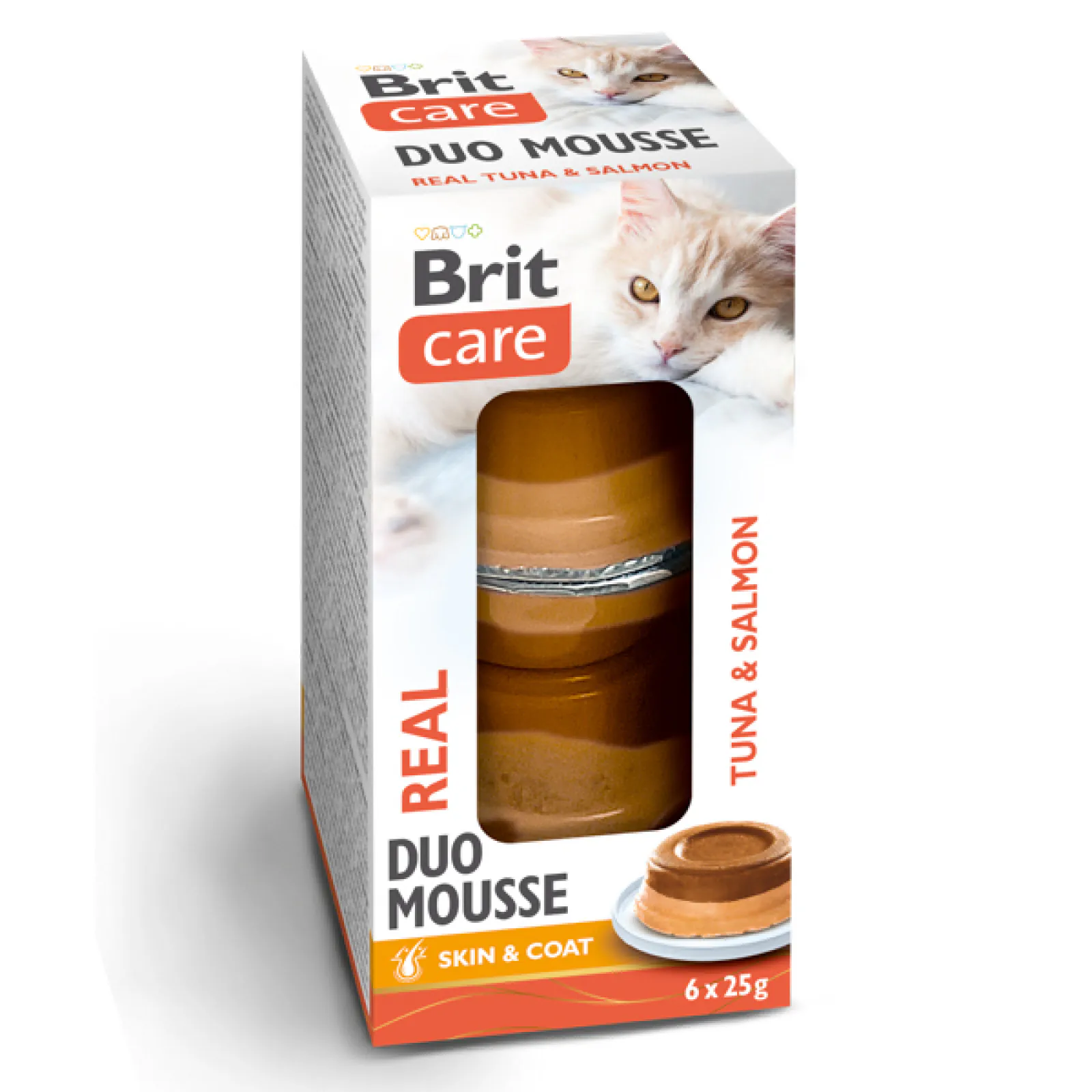 Brit Care Cat Real Duo Mousse, тунец с лососем, 6×25 г