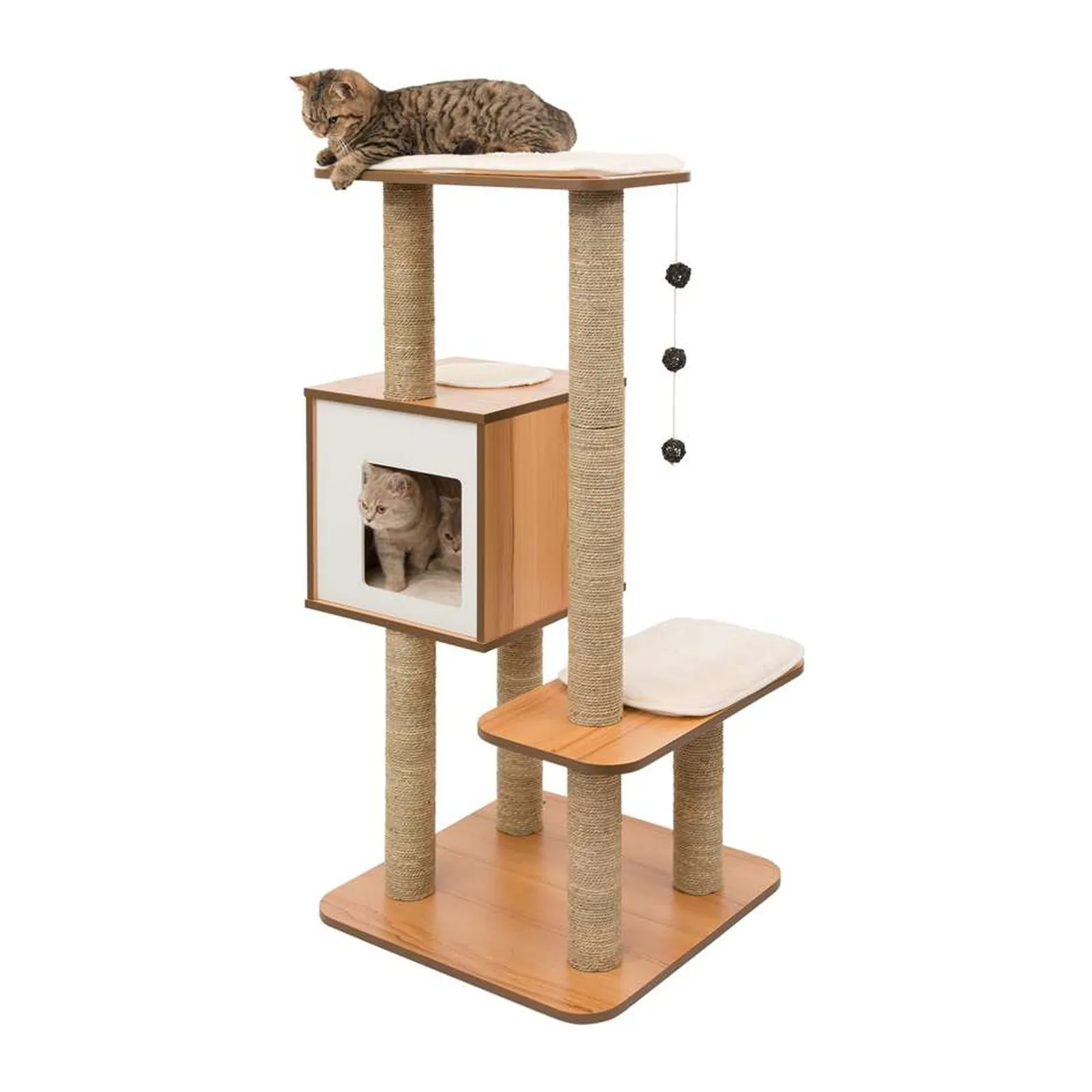 Catit Vesper High Base Walnut, игровой комплекс с когтеточками и домиком для кошек
