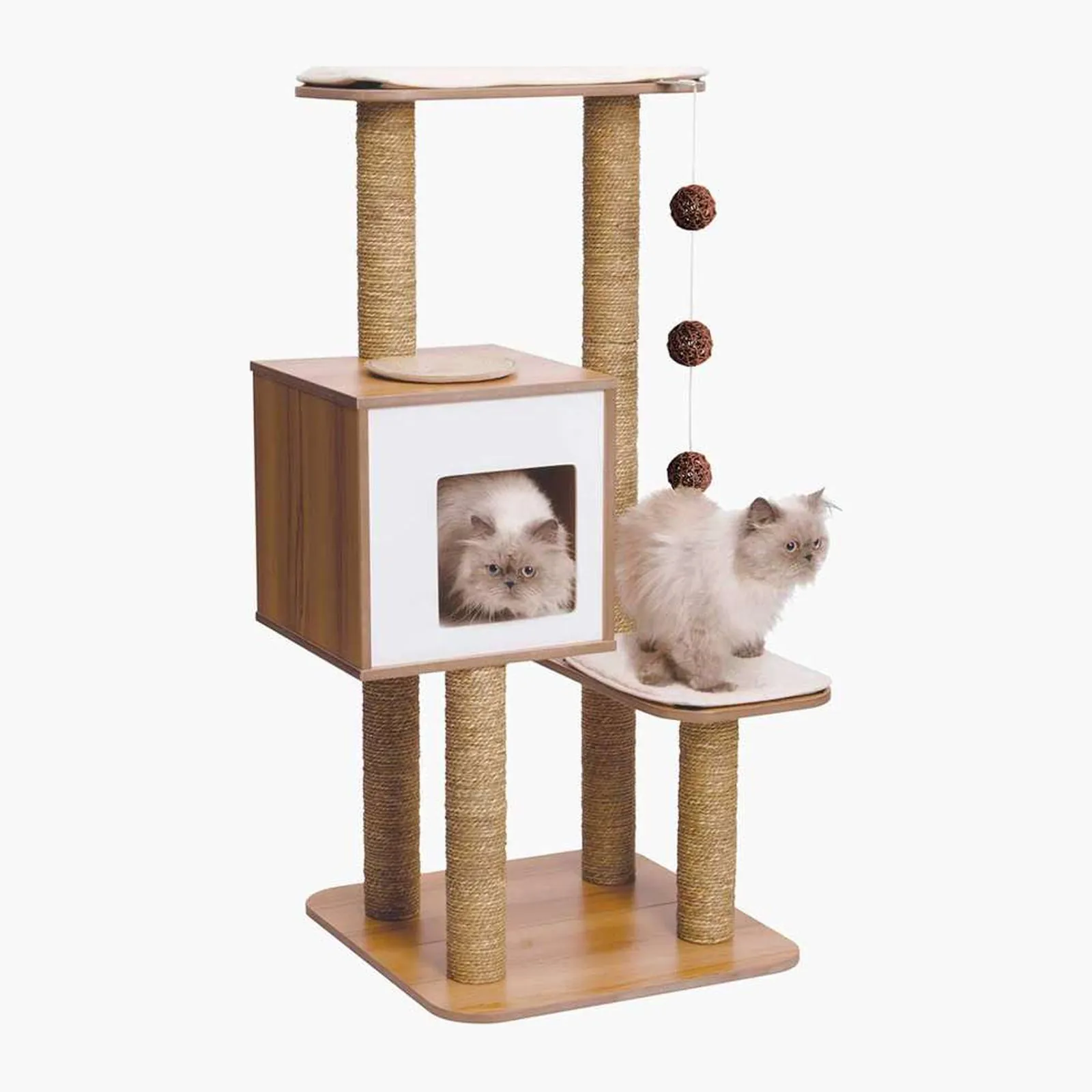 Catit Vesper High Base Walnut, игровой комплекс с когтеточками и домиком для кошек