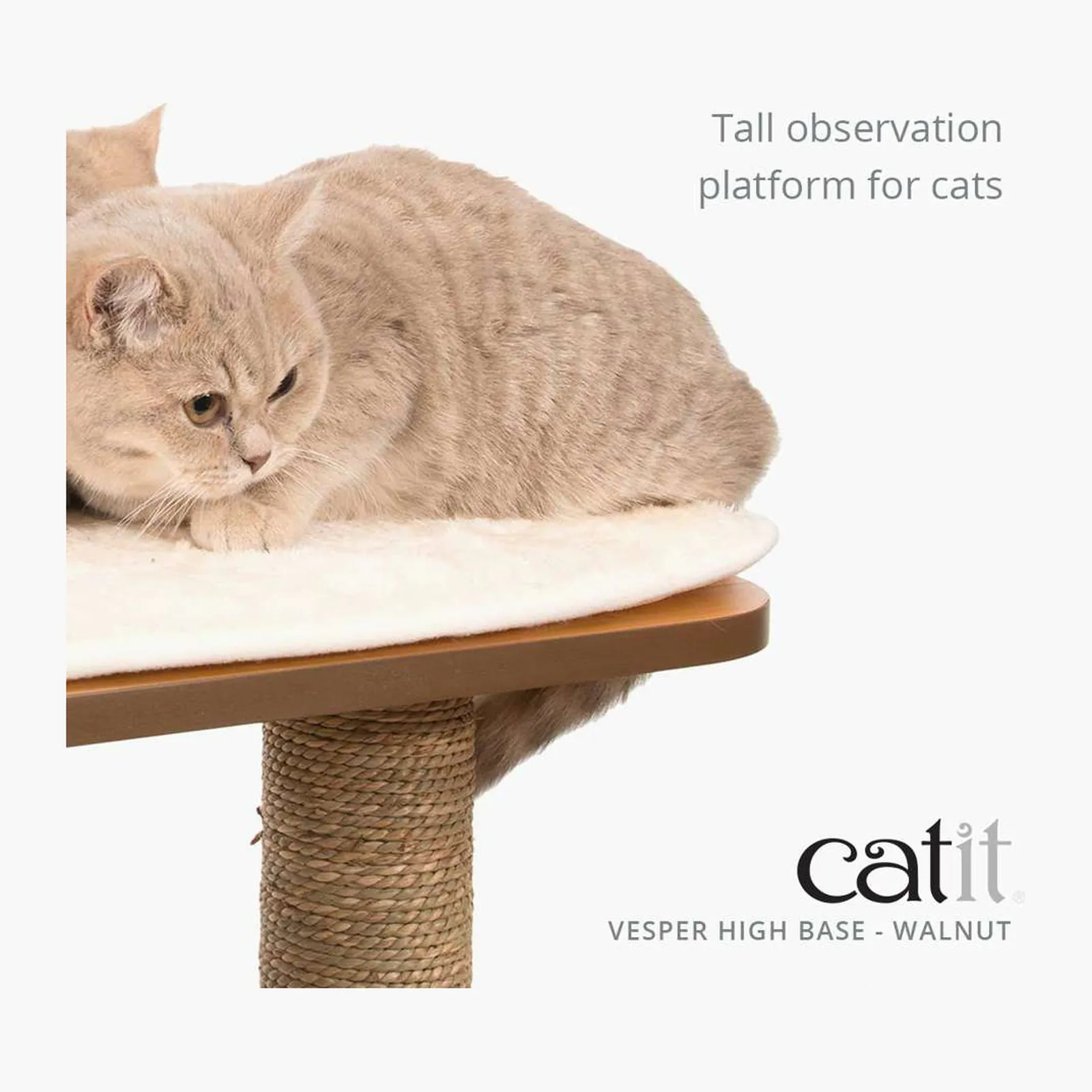 Catit Vesper High Base Walnut, игровой комплекс с когтеточками и домиком для кошек