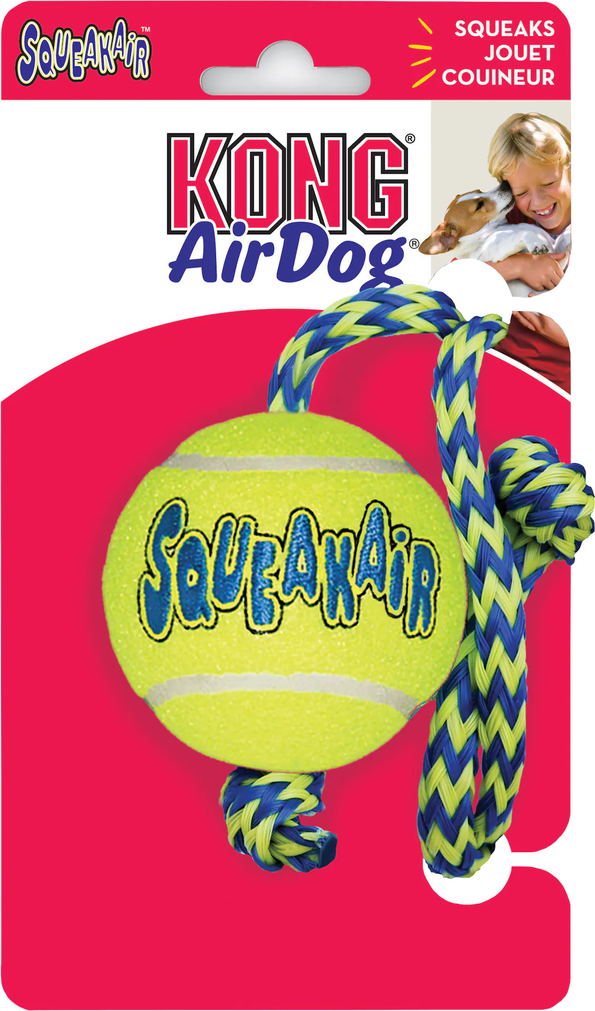 KONG Squeakair Ball с верёвкой