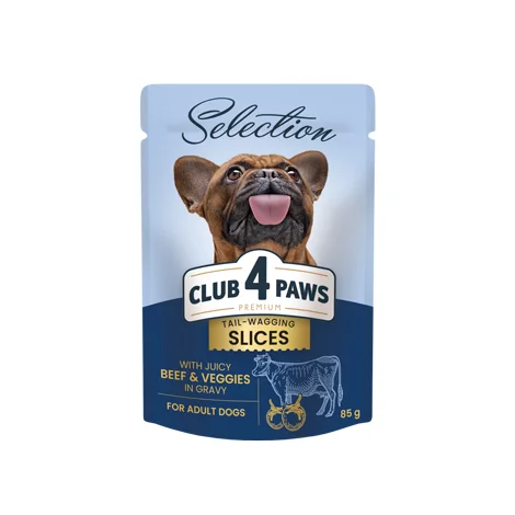 Club 4 Paws Mini Adult говядиной и овощами в соусе, поштучный пауч 85 г
