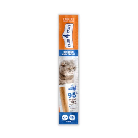 Club 4 Paws Snack курица с форелью, поштучный мягкий стик 5 г