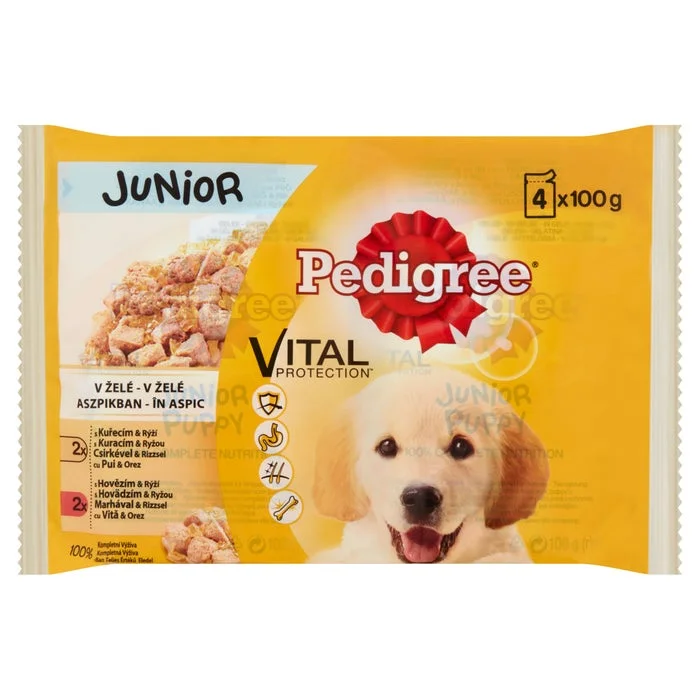Pedigree Junior мультипак ассорти для щенков для щенков, 4×100 г = 400 г