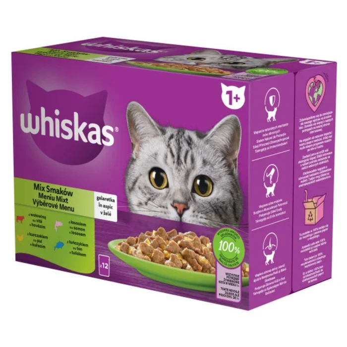 Whiskas Mixed Selection 9+3, мультипак 12×85 г, акция 9+3, 1020 г, для взрослых кошек
