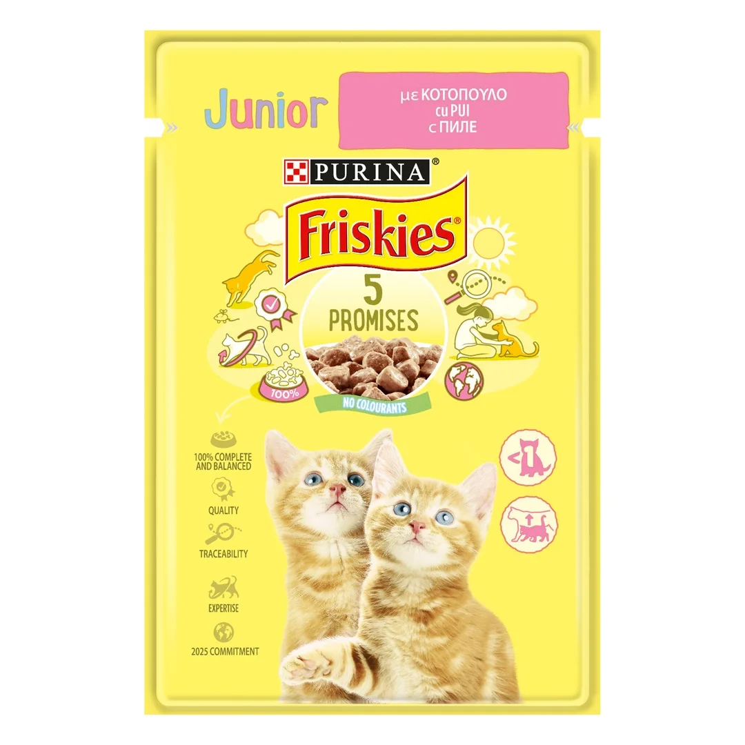 Friskies Junior кусочки в соусе для котят с курицей, 85 г
