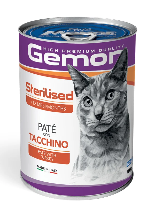 Gemon Cat Pâté Sterilised, индейка, 400 г
