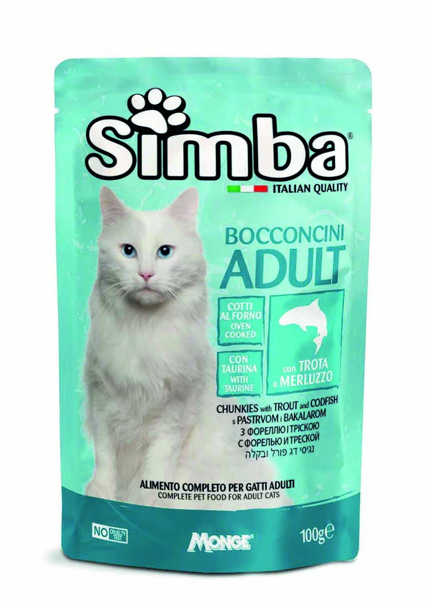 Simba Cat Pouches, форель с треской, 100 г