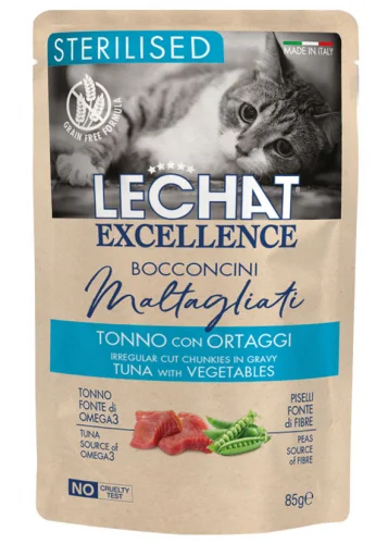 LeChat Excellence Pouch Chunkies Sterilised, тунец с овощами, 85 г