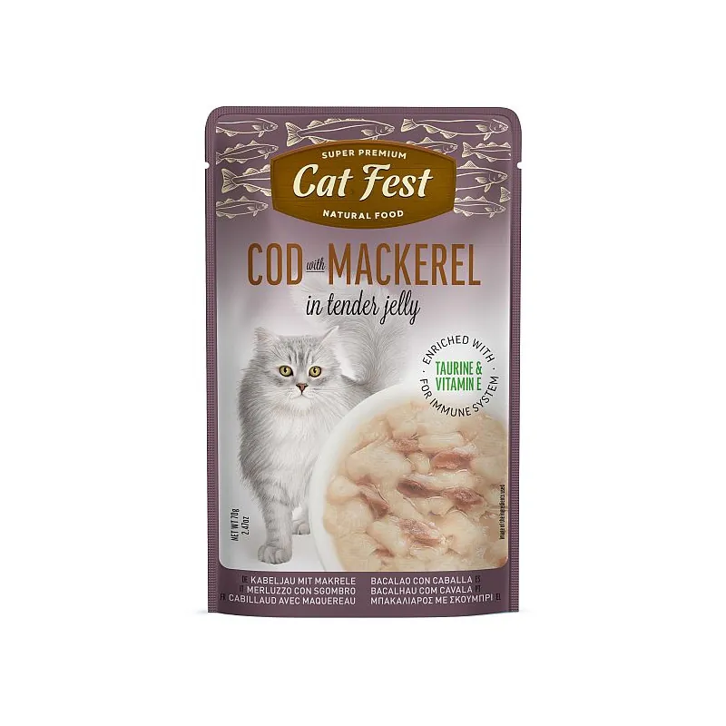 Cat Fest, треска со скумбрией, в желе, 70 г