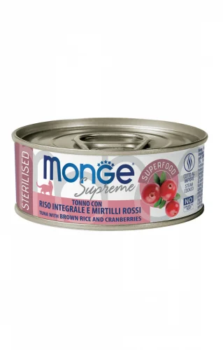 Monge Cat Supreme Sterilised, тунец с рисом и клюквой, 80 г