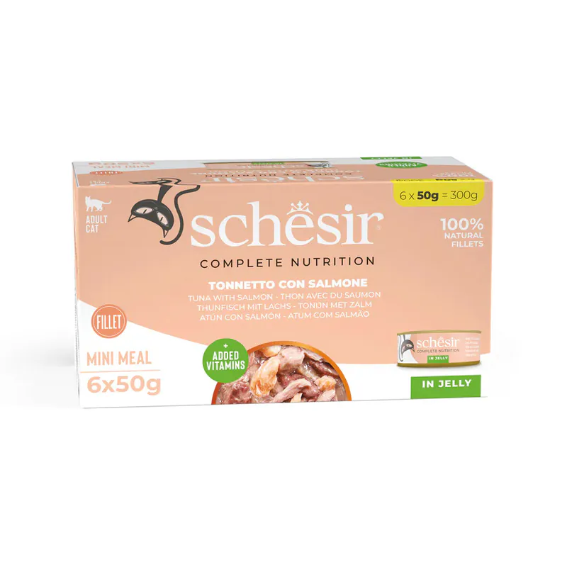 Schesir C&B, тунец с лососем, в желе, 6×50 г
