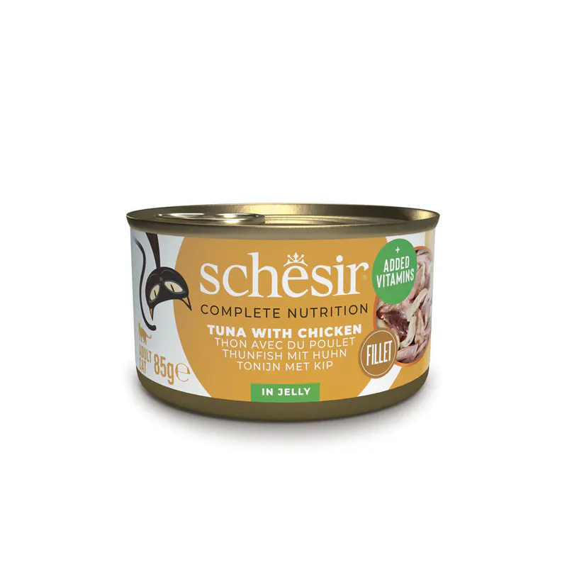 Schesir C&B, тунец с курицей, в желе, банка 85 г