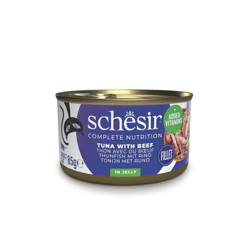 Schesir C&B, тунец с говядиной, в желе, 140 г