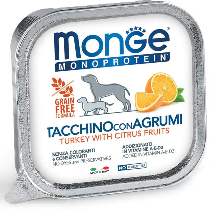 Monge Dog Fruit, индейка с цитрусом, 400 г