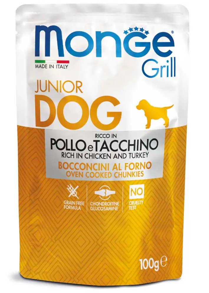 Monge Dog Grill Pouch Junior, курица с индейкой, 100 г