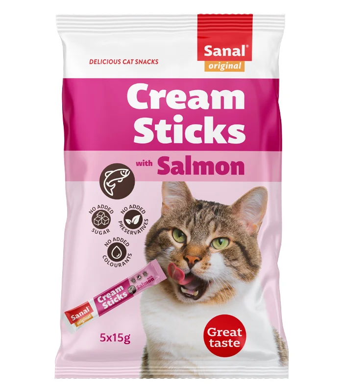Sanal Cat Cream Sticks, лосось, 5 шт по 15 г