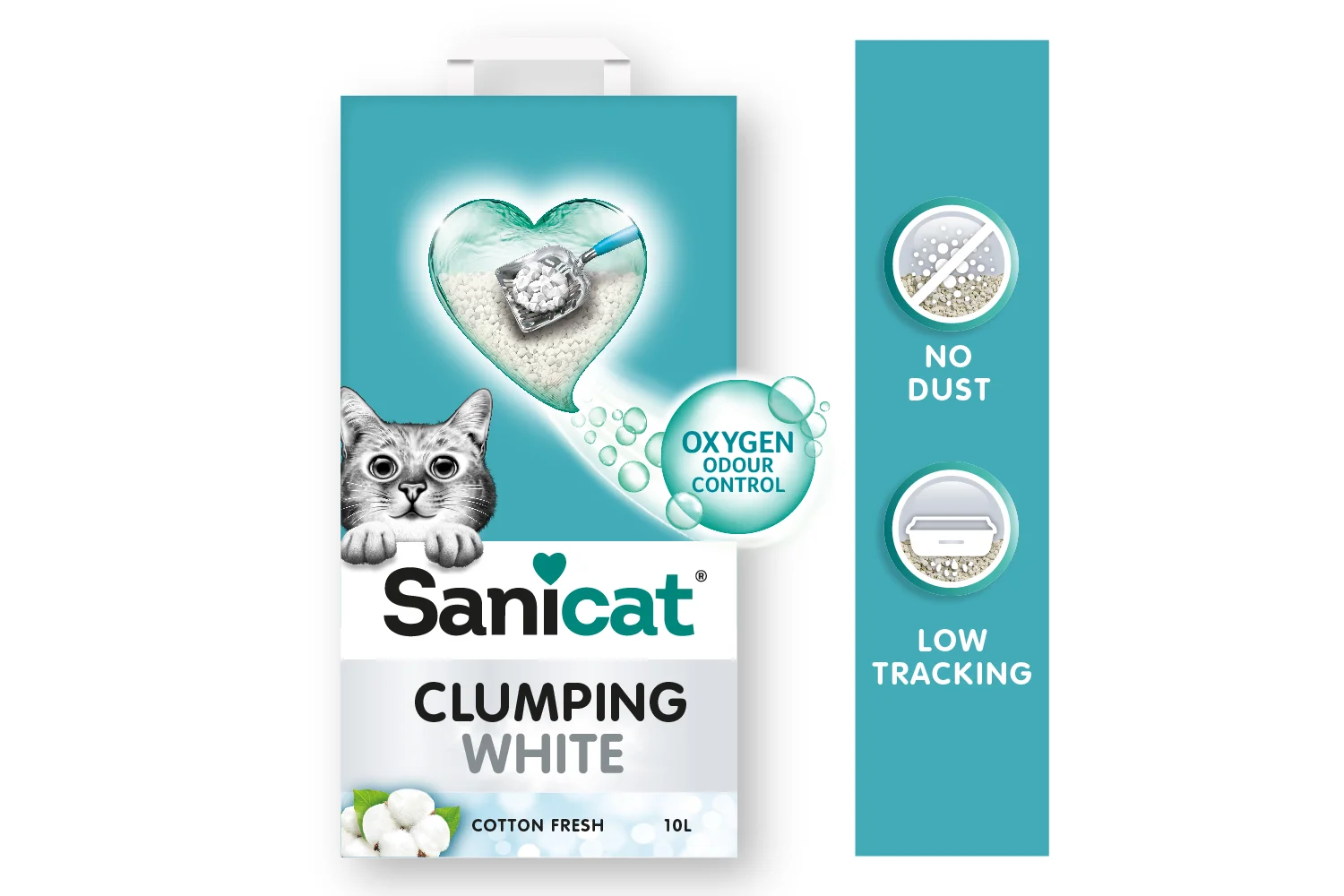 Sanicat Clumping White, бентонитовый хлопок, 10 л