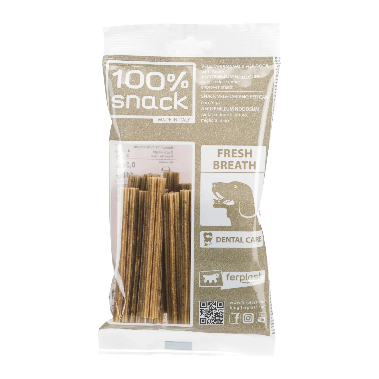 Ferplast 100% Snack Sticks Snowflake Ascophyllum, batoane dentare pentru câini, XS, 14 buc.