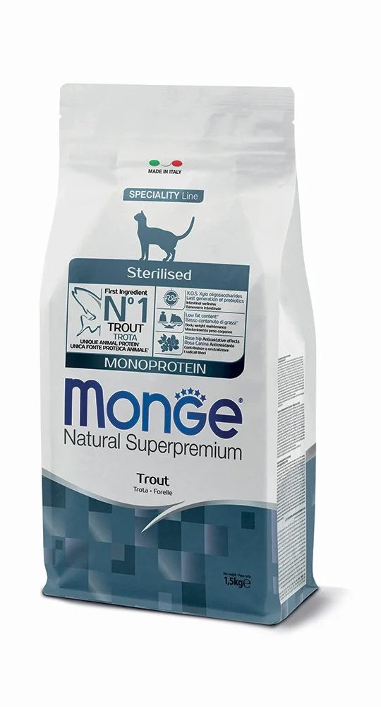 Monge Cat Sterilised Monoprotein, форель, 1.5 кг