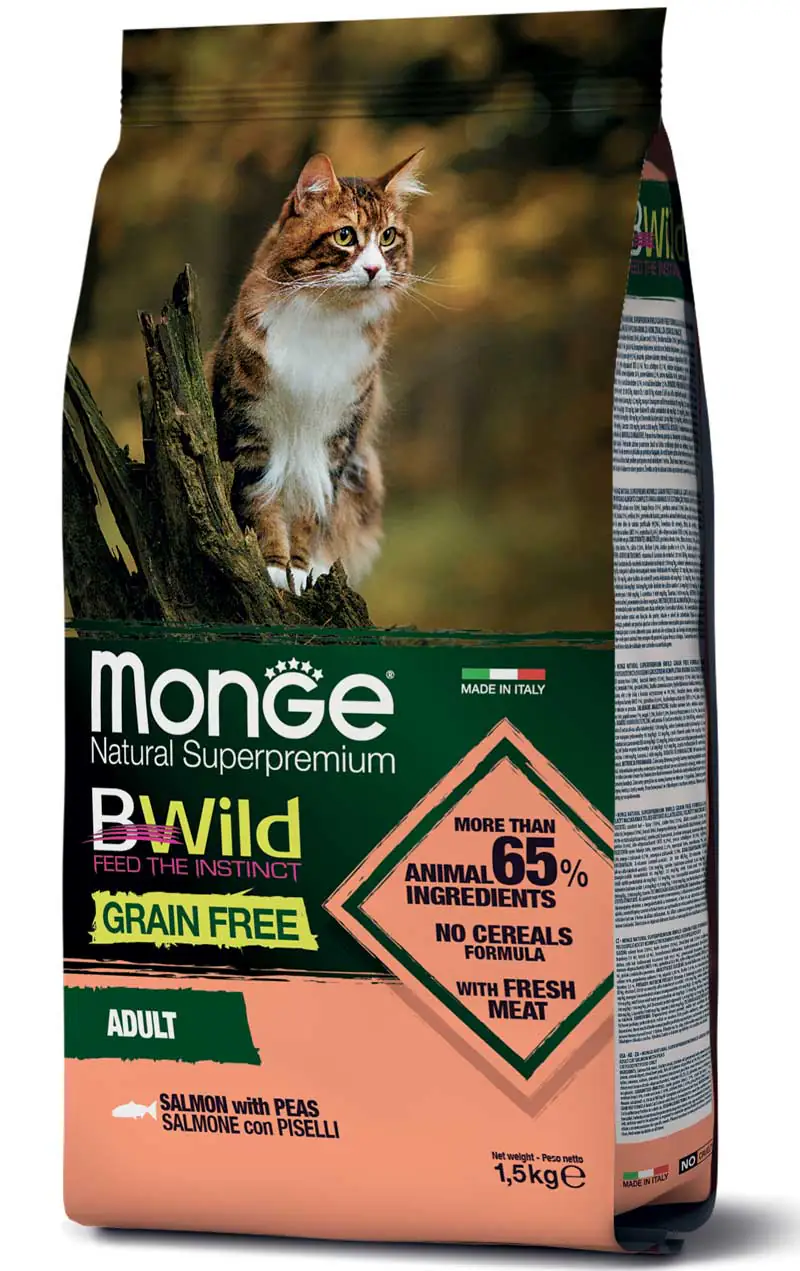 BWild Cat Grain Free, лосось с горошком, 1,5 кг