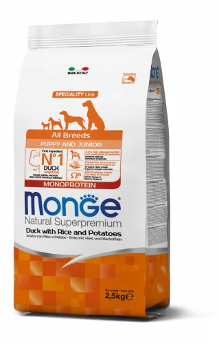 Monge Dog All Breed Puppy, утка с рисом и картофелем, 2,5 кг